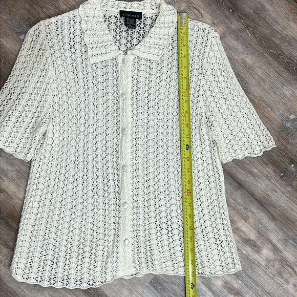 VTG Limited Made in Italy Crochet Summer Sweater Open Knit Women's Large Cream - Picture 7 of 11